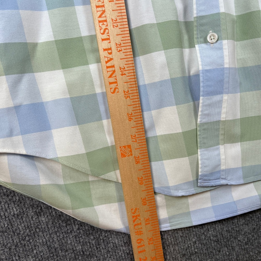 Vintage Brooks Brothers Shirt Mens L Green Blue OCBD Italian Fabric Made in USA - Picture 8 of 10